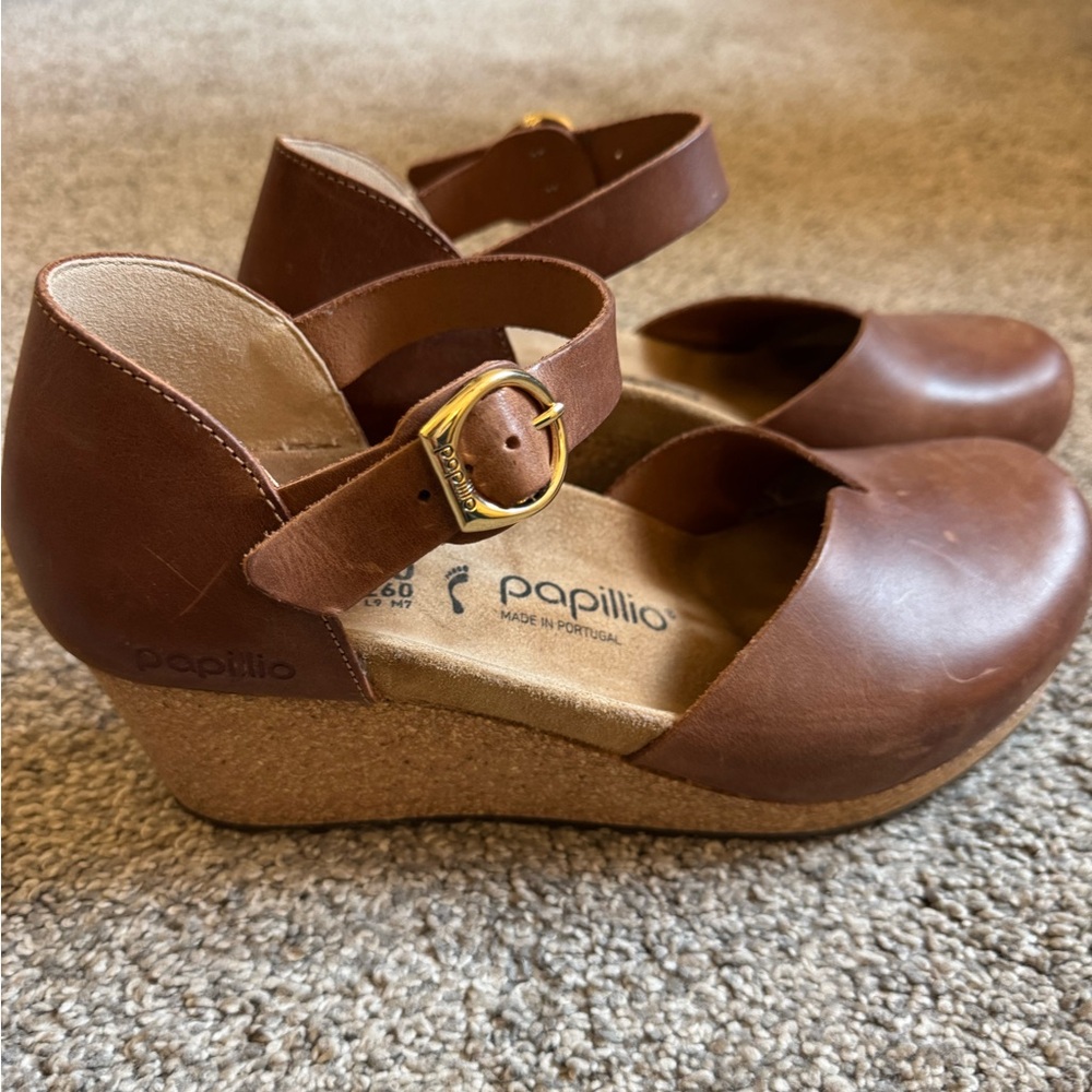 Papillio Brown Leather Wedge Shoes- LIKE NEW!
